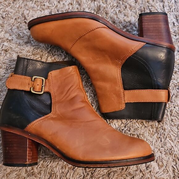 J Shoes Hardwick Ankle Boots Two-Tone Leather Stacked Heel EU 36 US 6 - Picture 3 of 12